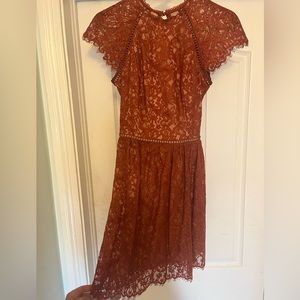 Stylestalker burnt orange lace dress